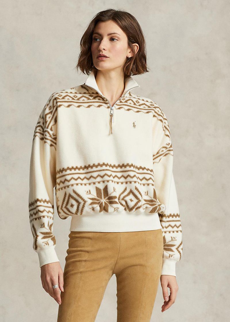 ポロ ラルフ ローレン トレーナー レディース 白 Tonal Fair Isle-motif フリース プルオーバー DKHUO4123